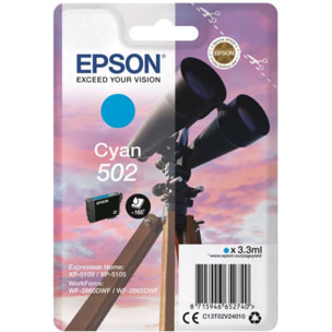 Cartouche d'encre EPSON Originale 502 Cyan Série Jumelles - C13T02W24010