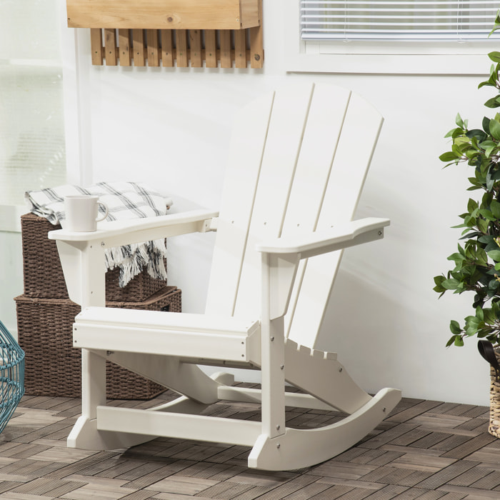 Silla Mecedora de Jardín de Estilo Adirondack para Patio 73,5x93x91,5 cm Blanco