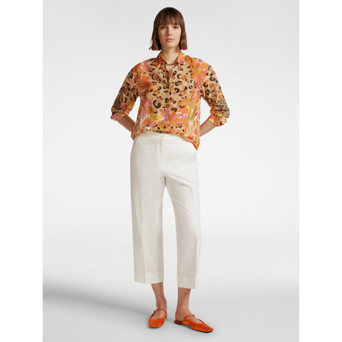 Elena Mirò - Pantalón cropped con puños - Blanco