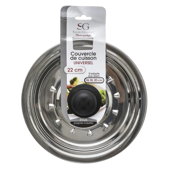 Couvercle en inox universel 16/18/20cm