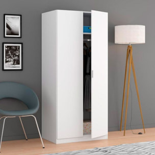 Armario de 2 puertas y diseño práctico en blanco 81x180 cm Low Cost Blanco