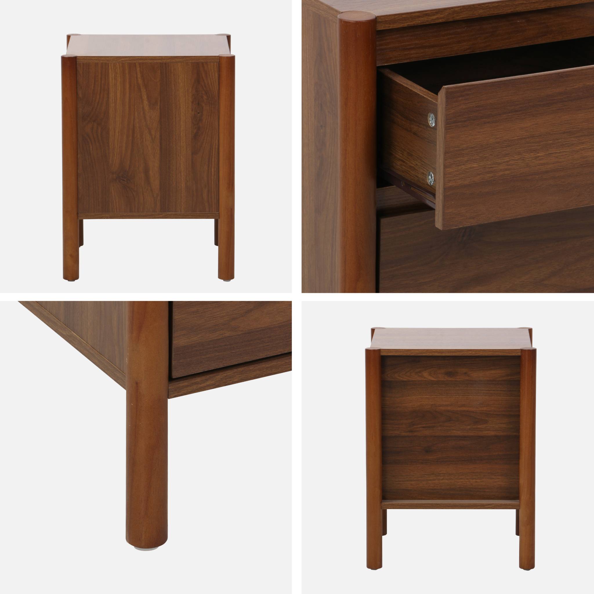 Table de chevet décor bois 2 tiroirs noyer - 42 x 42 x 55 cm - Harmony