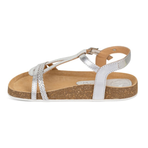 Sandalia Bios Piel Natural. hebilla/Trenza