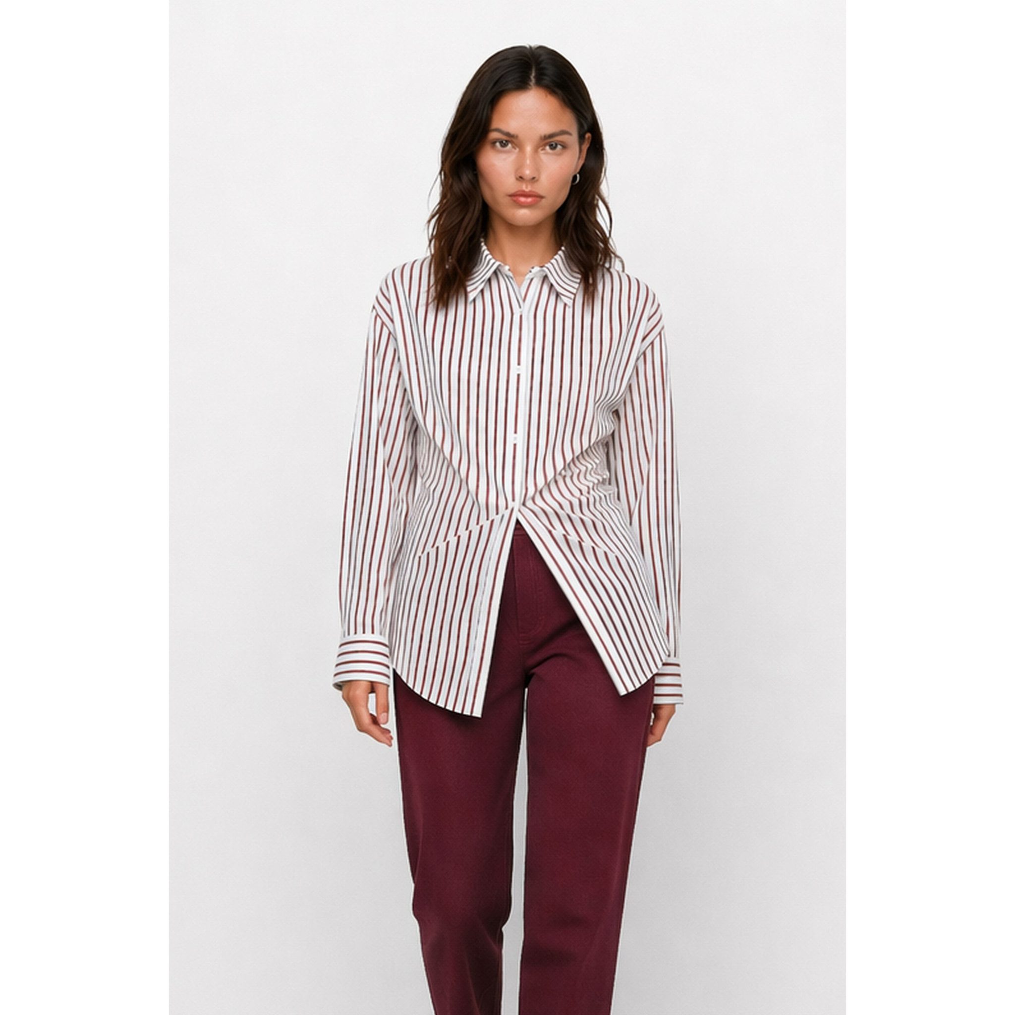 Kocca - Camicia a righe in misto cotone con incrocio in vita Donna