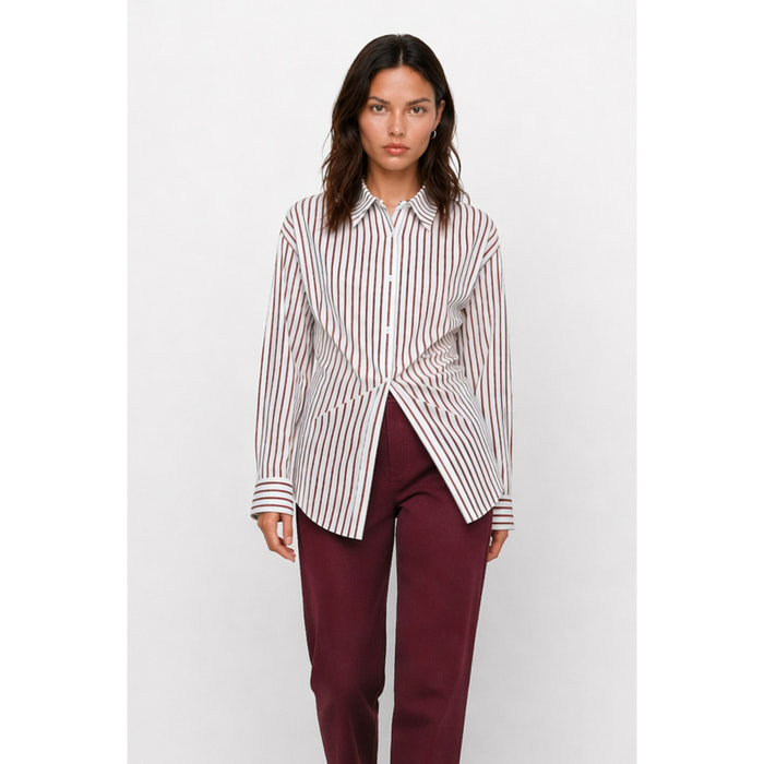 Kocca - Camicia a righe in misto cotone con incrocio in vita Donna