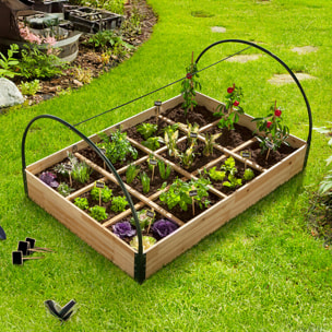 Serre de potager 12 compartiments Aroma en bois avec bâche amovible