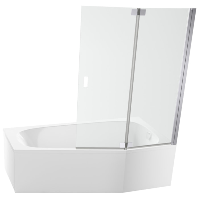 Pack baignoire bain douche 170 x 90 Bastille vidage à droite blanc brillant + tablier en angle + pare-bain chromé