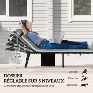 Lot de 2 bains de soleil pliables inclinables avec matelas grand confort