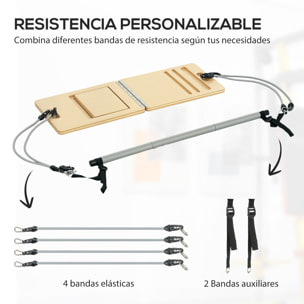 Kit de Barra de Pilates Kit de Pilates con 6 Bandas Elásticas Tabla Inclinada Ajustable para Entrenamiento de Cuerpo Completo en Casa Gris