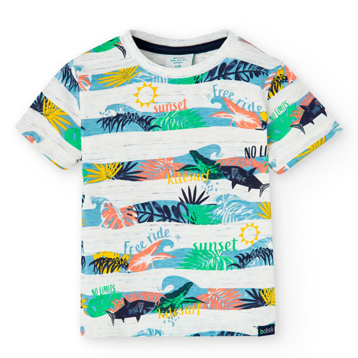 Camiseta multicolor con mangas cortas y rayas