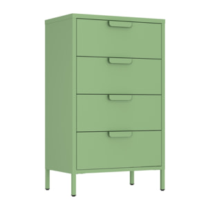 Cassettiera in metallo 4 cassetti 60x38x101 cm verde salvia - Pop