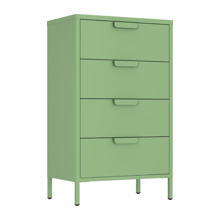 Cassettiera in metallo 4 cassetti 60x38x101 cm verde salvia - Pop