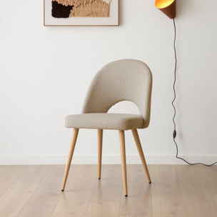 Pack de 4 chaises -tissu et bois-couleur beige 52 x 85 x 59 cm