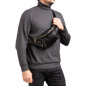 Marsupio  da uomo In Vera pelle Made in Italy 30x15x8,5 cm