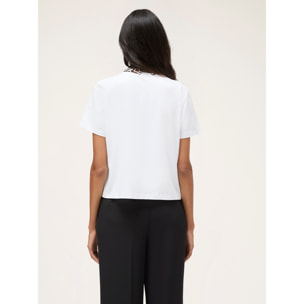 Motivi - T-shirt con colletto animalier staccabile - Bianco