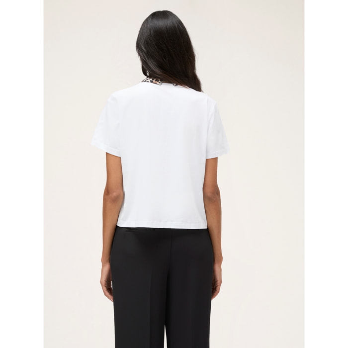 Motivi - T-shirt con colletto animalier staccabile - Bianco