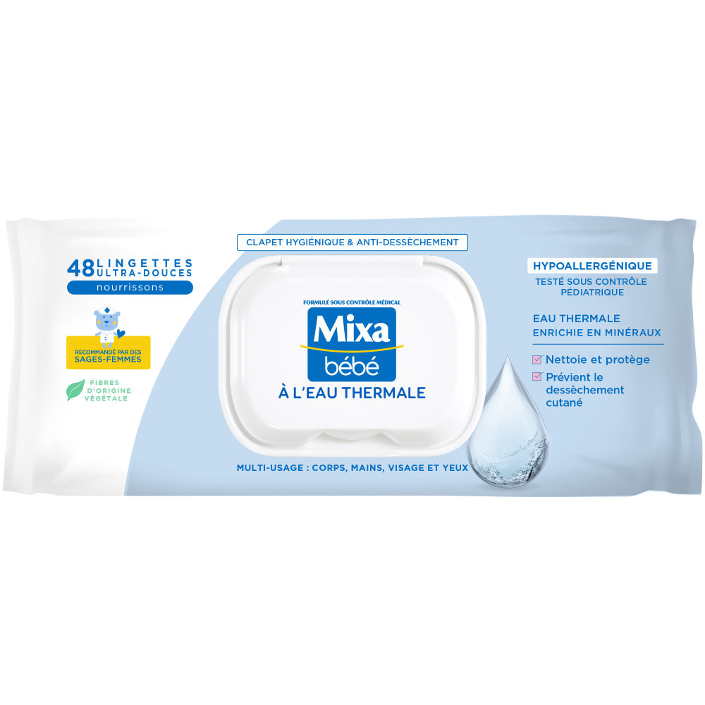 Lot de 18 - Mixa Lingettes Bébé à l’eau Thermale x48