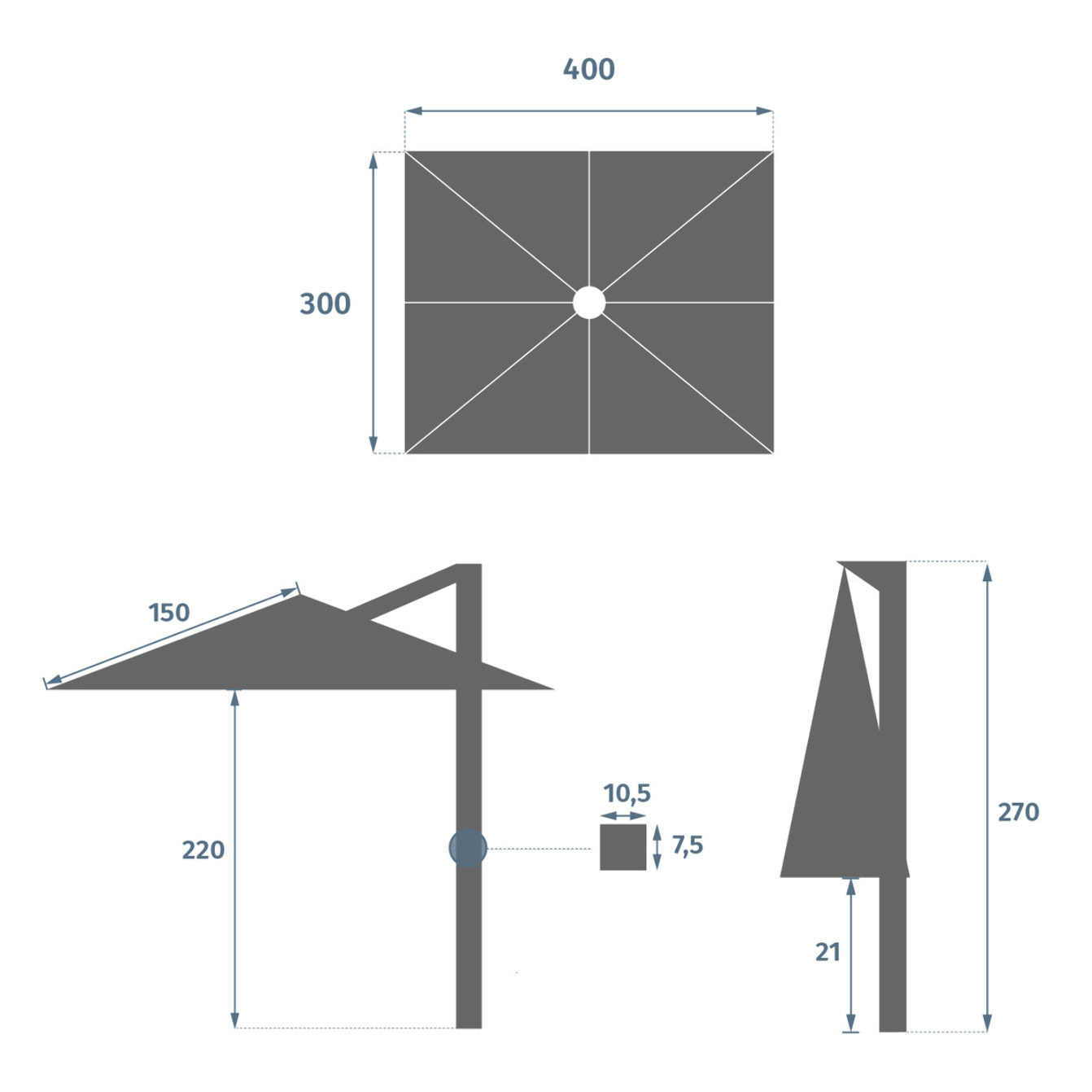 Parasol déporté "Suenyo" Sunbrella® blé 4x3m