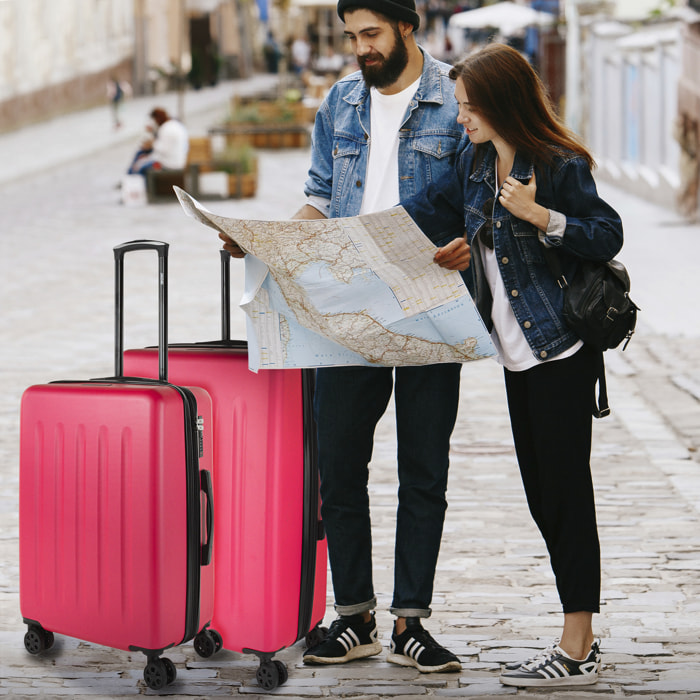 Juego De Maletas Rígidas Abs Skpat Lisboa Fucsia