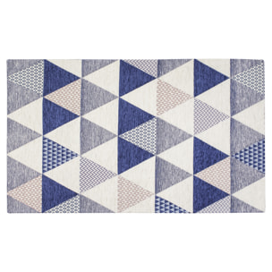 TAPPETO ARREDO TRIANGOLI BLU MARE 65X220 CM CON ANTISCIVOLO