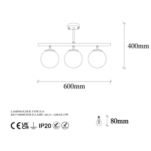 Lámpara de techo - Negro, 60x15 x37