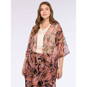 Fiorella Rubino - Kimono in creponne stampa paisley - Nero