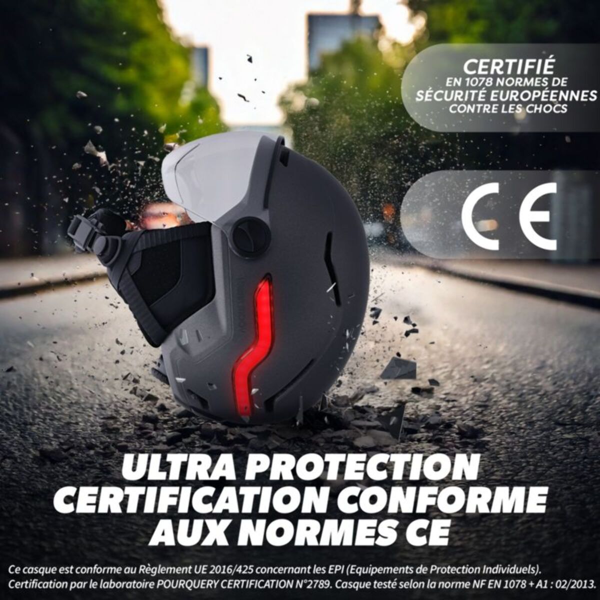 Casque TNB à LED feu de frein auto-taille L gris