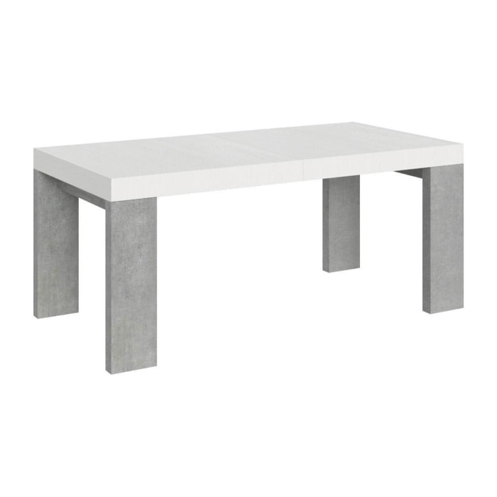 Mesa extensible 90x180/284 cm Roxell Mix tapa Fresno Blanco patas Cemento