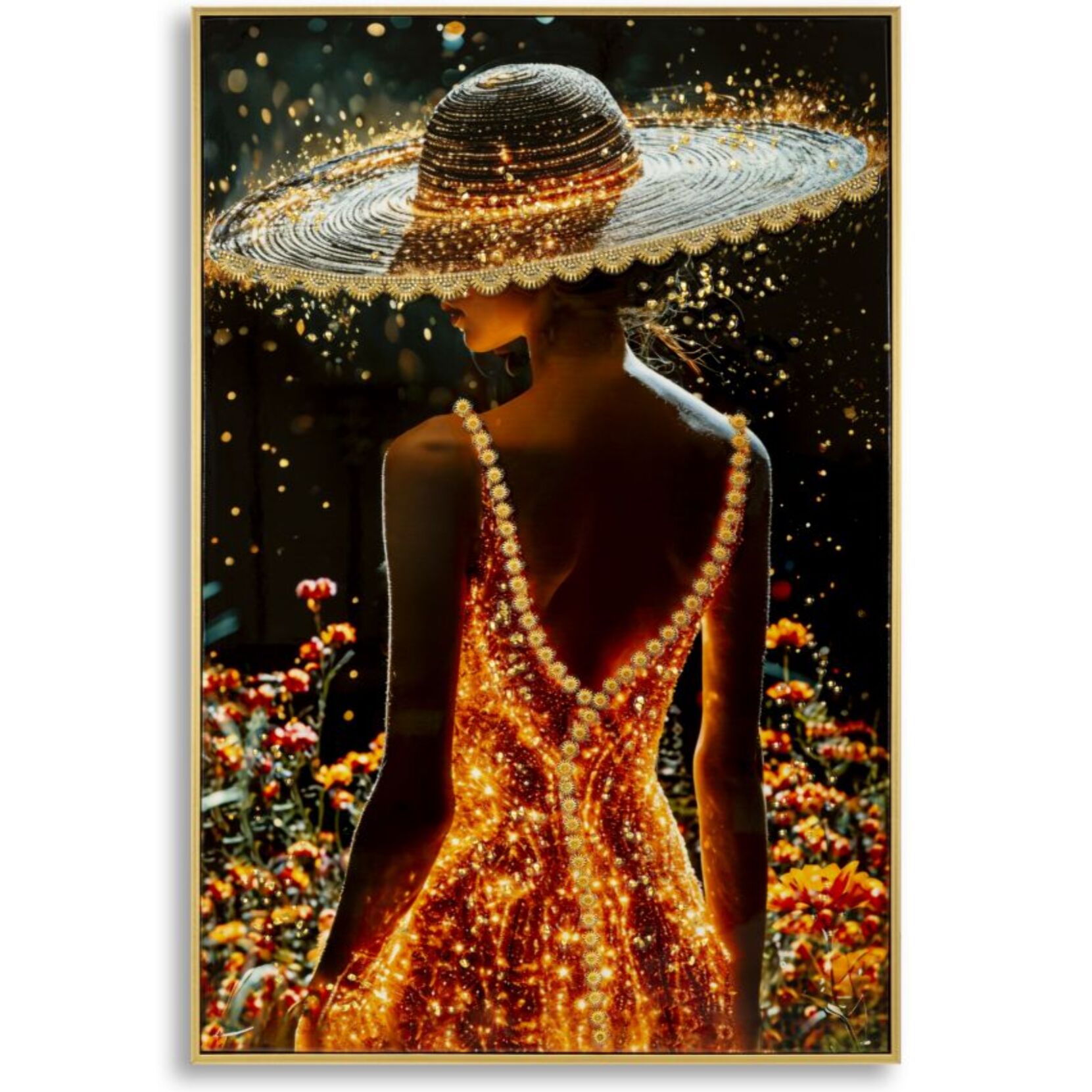 STAMPA DECORATA SU TELA LACCATA C/CORNICE ILLUMY -B- CM 62X3,5
X92