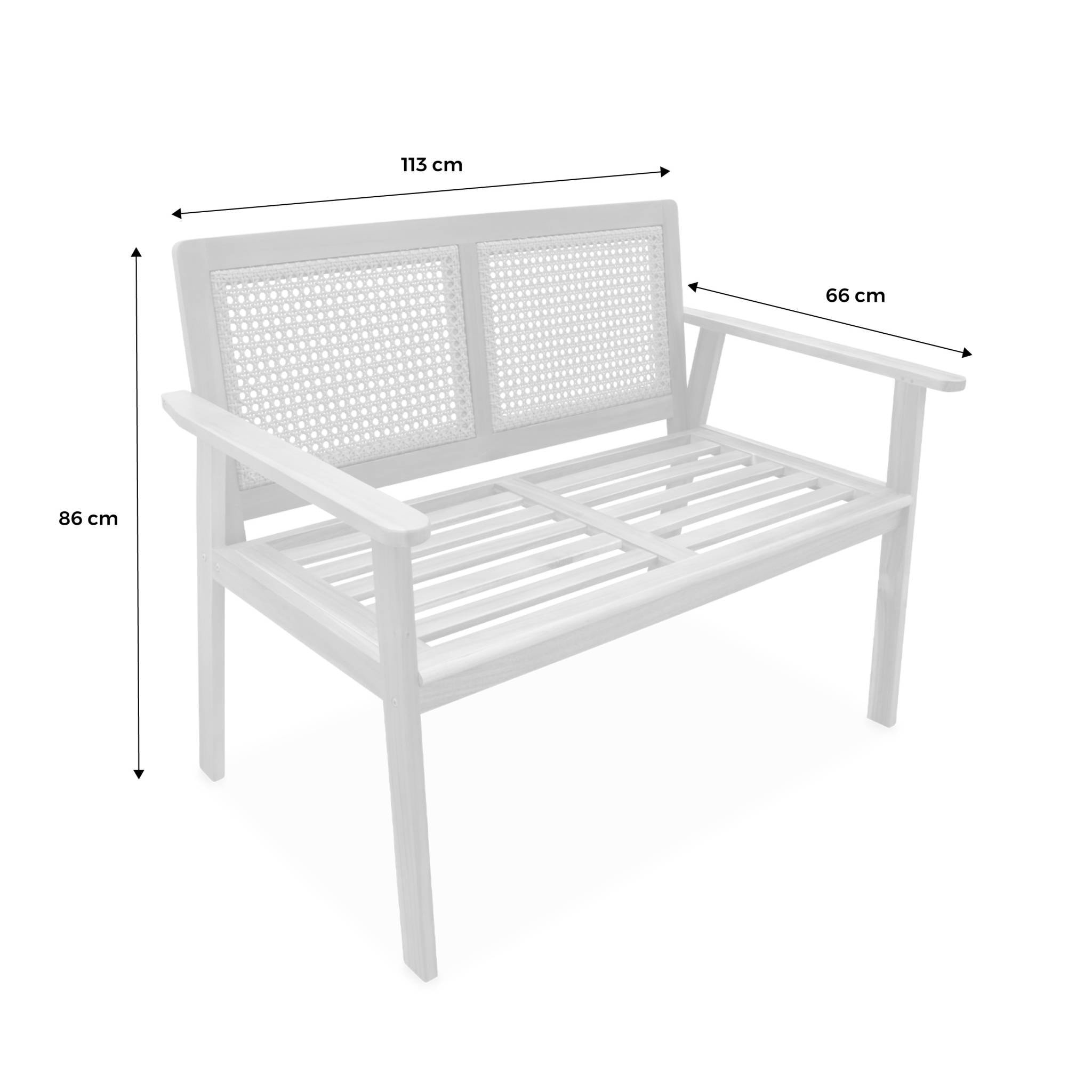 Banc d'extérieur 2 places en bois d'acacia 113x66x86cm MANABI