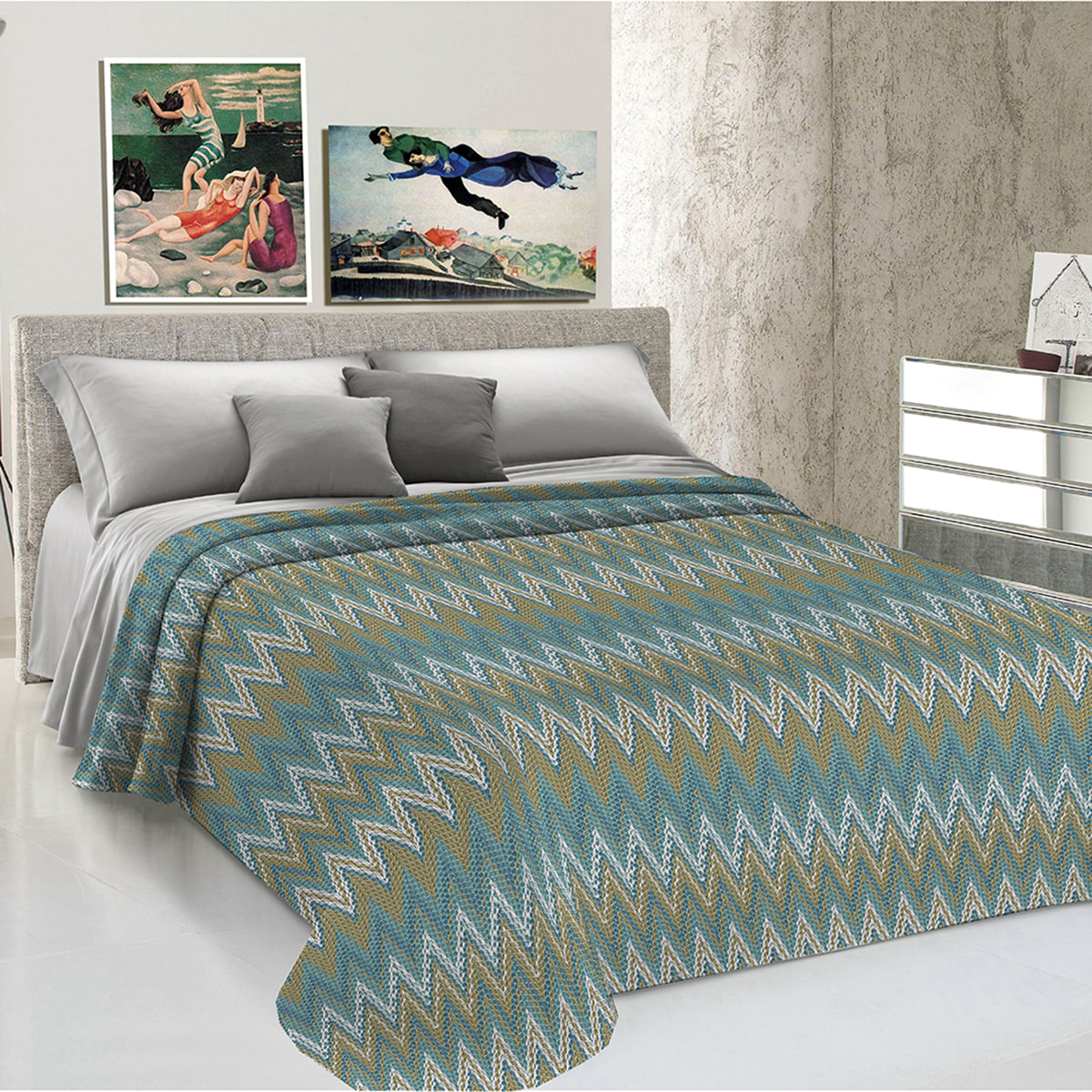 Copriletto di cotone spinato verde 100% cotone