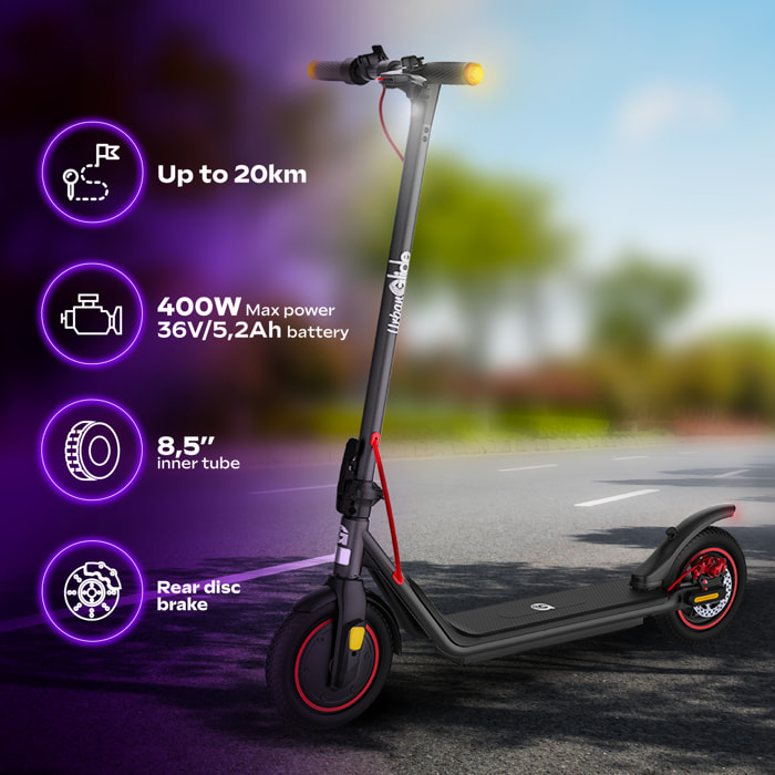 Trottinette Électrique Adulte  UrbanGlide 85 Lite –  Moteur 1100W -  Autonomie Jusqu'a 20 km - Pneu 8,5" Gonflable - Batterie 48V/5,2Ah - Poids 15Kg