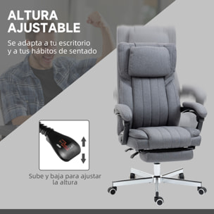 Silla de Oficina Giratoria con 6 Puntos de Masaje Vibratorio Silla de Escritorio Reclinable con Altura Ajustable Control Remoto Respaldo Alto y Reposacabezas 65x61x105-113 cm Gris