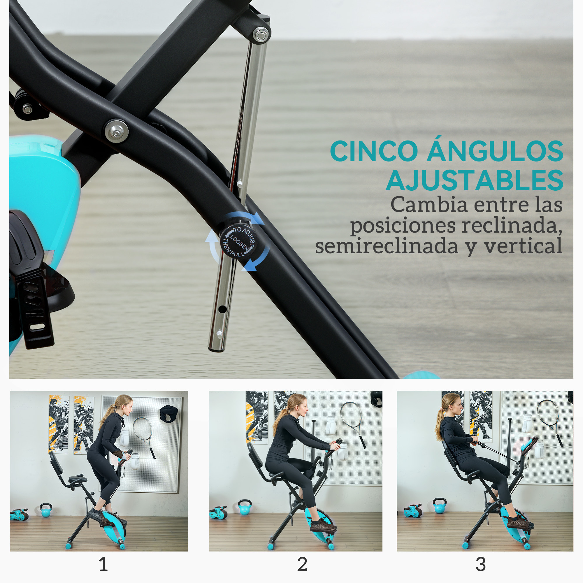 Bicicleta Estática Plegable con Respaldo Bici Estática Silenciosa con 8 Niveles de Resistencia Magnética Sillín Regulable Volante Pantalla LCD Pulsómetro y Banda Carga 110 kg Verde