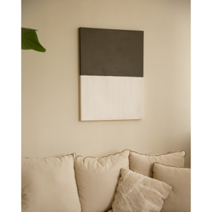 Tableau marron et blanc décoratif sur coton avec cadre en bois peint à la main à la peinture à l'huile en différentes tailles