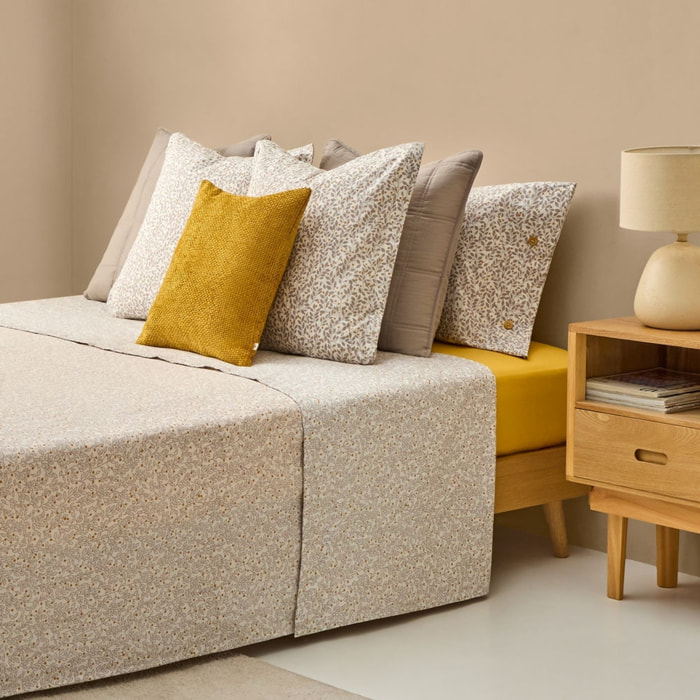 Sábana algodón sostenible hojas Foja color amarillo 100% Algodón percal