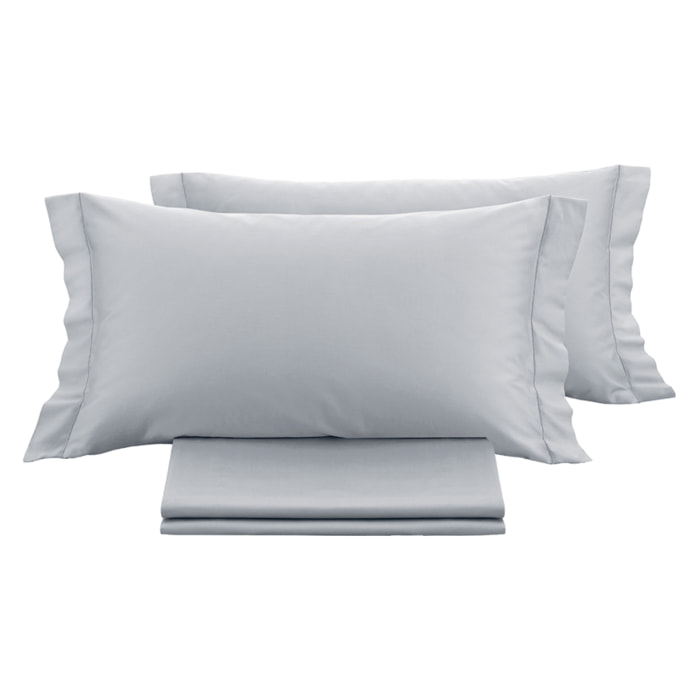 Parure copripiumino in raso tinta unita grigio perla