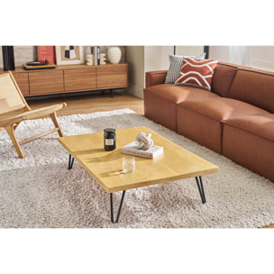 Table basse rectangulaire bois manguier massif et métal noir L117 cm VIBES