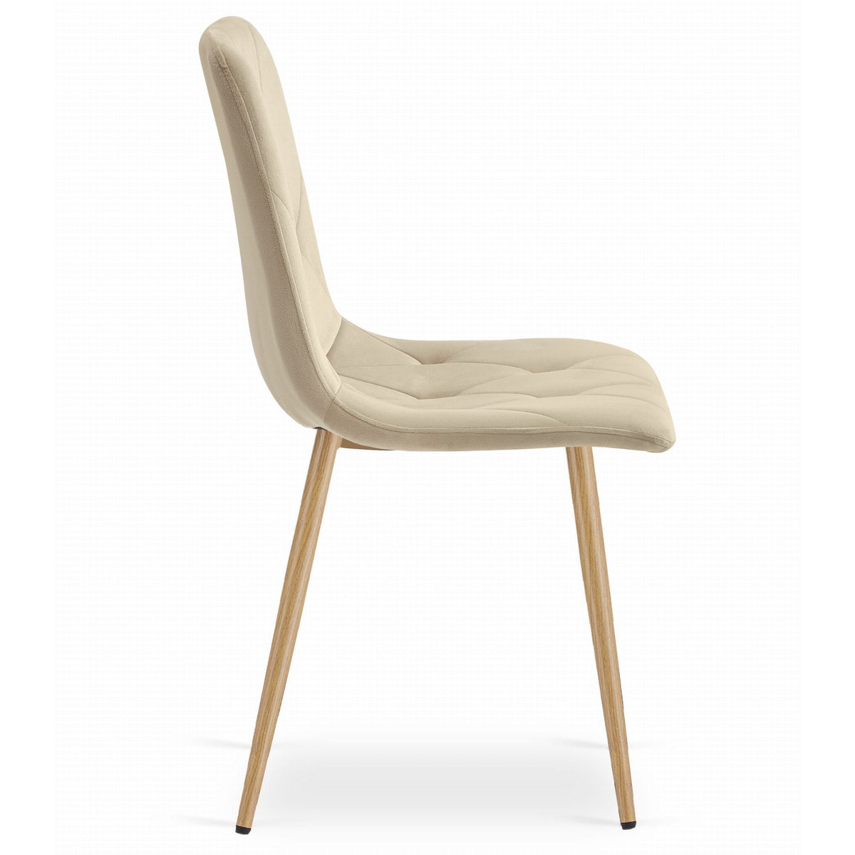 Sedia Libra in Velluto Beige Chiaro con Gambe Effetto Legno
