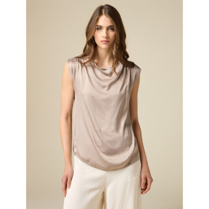 Oltre - Blusa en raso de viscosa - Gris