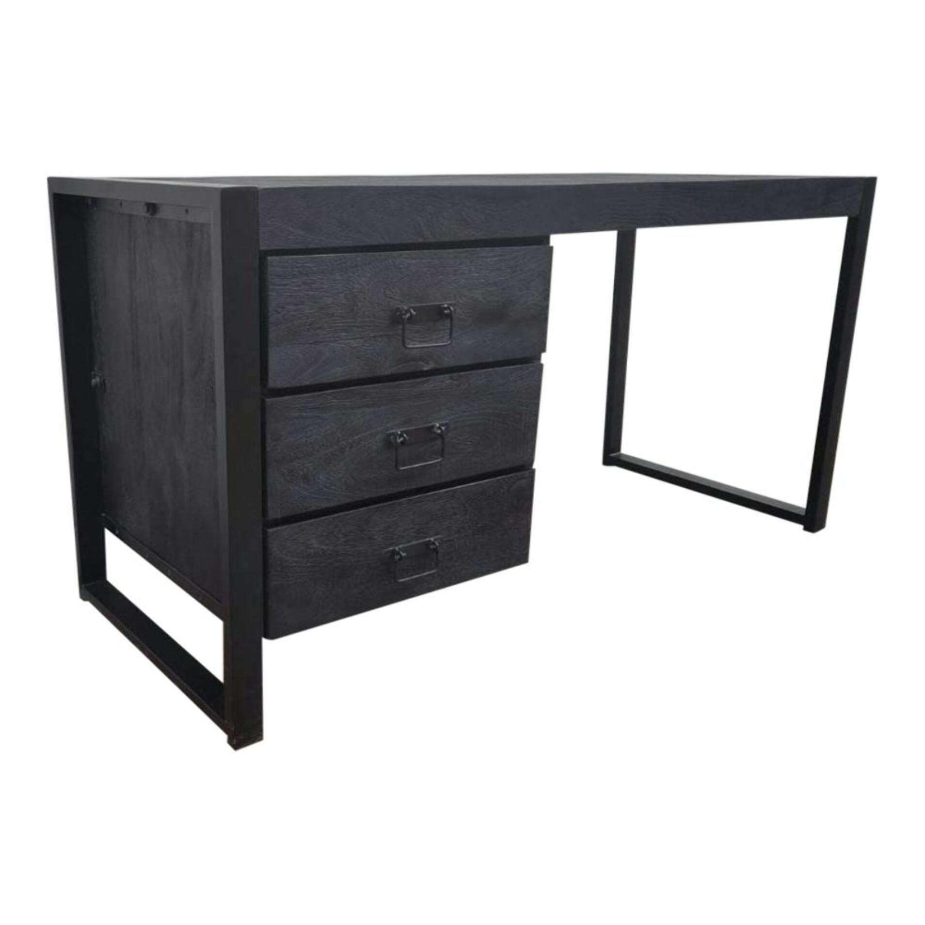 Bureau bois noir 3 tiroirs MILORA