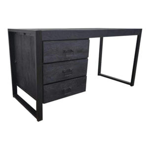 Bureau bois noir 3 tiroirs MILORA