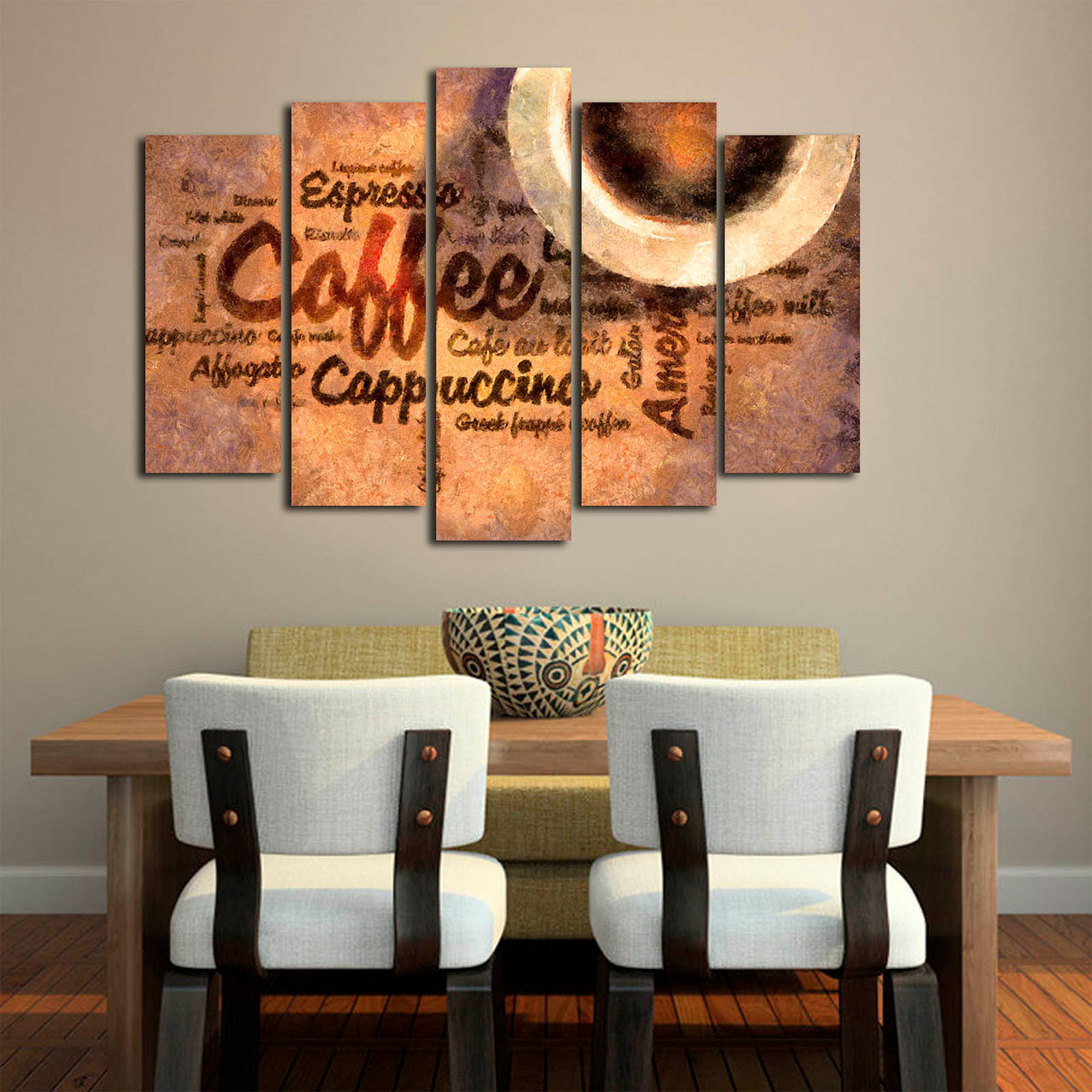 Cuadro lienzo decorativo canvas de 5 piezas. WELL HOME