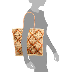 Vigonovo borsa shopper donna. Realizzata in rafia e paglia, con manici in pelle.