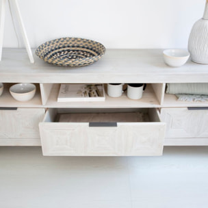 Meuble tv Cuzco -bois massif d'araucaria-couleur blanc  wild 173 x 62 x 45 cm