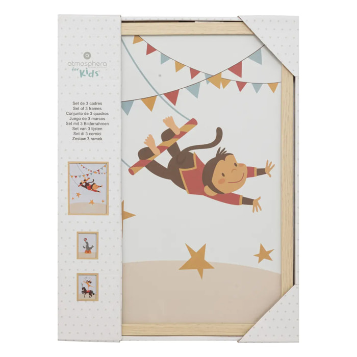 Lot de 3 cadres "Circus" en papier & bois H40cm