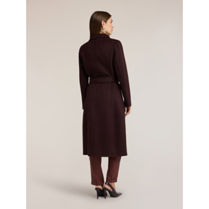 Motivi - Cappotto cinturato doppiopetto in double misto lana - Marrone