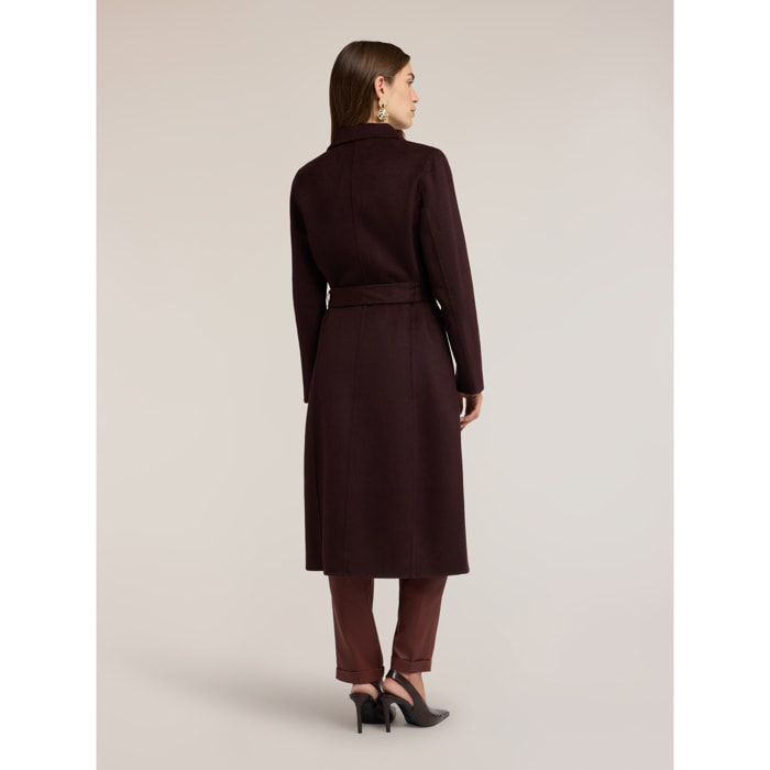 Motivi - Cappotto cinturato doppiopetto in double misto lana - Marrone