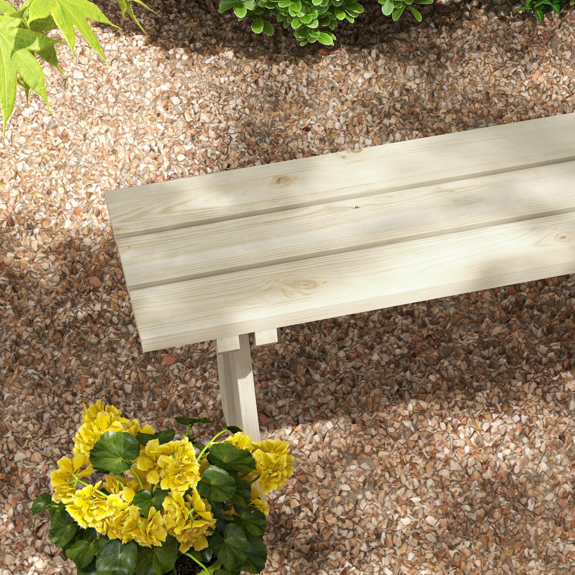 Outsunny Banco de Madera Banco de Jardín de 2 Plazas Carga 220 kg Banco de Exterior para Patio Terraza Piscina 130x38x45 cm Natural