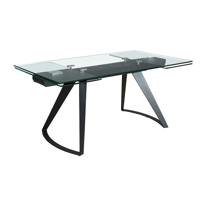 Mesa comedor Angel Cerdá extensible rectangular con tapa de cristal templado 180x100x75cm